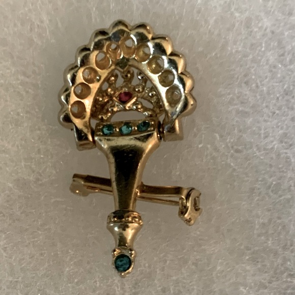 Petite Jeweled Door Knocker Brooch Pin - Picture 7 of 10